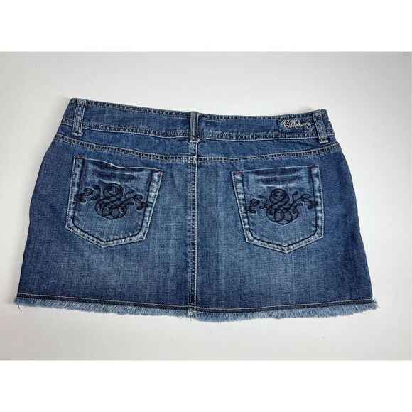 Billabong Denim Embroidered Mini Skirt Size 9 Low Rise - Picture 4 of 12
